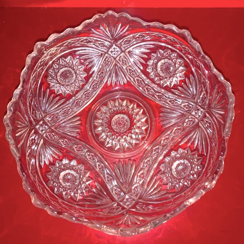 Antique EAPG Hobstar Glass Bowl 7.5”